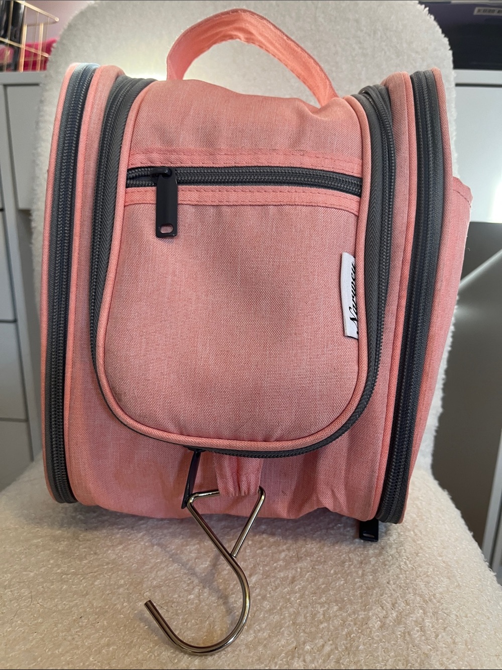 Hanging Travel Organizer Toiletry Bag - Coral Pink